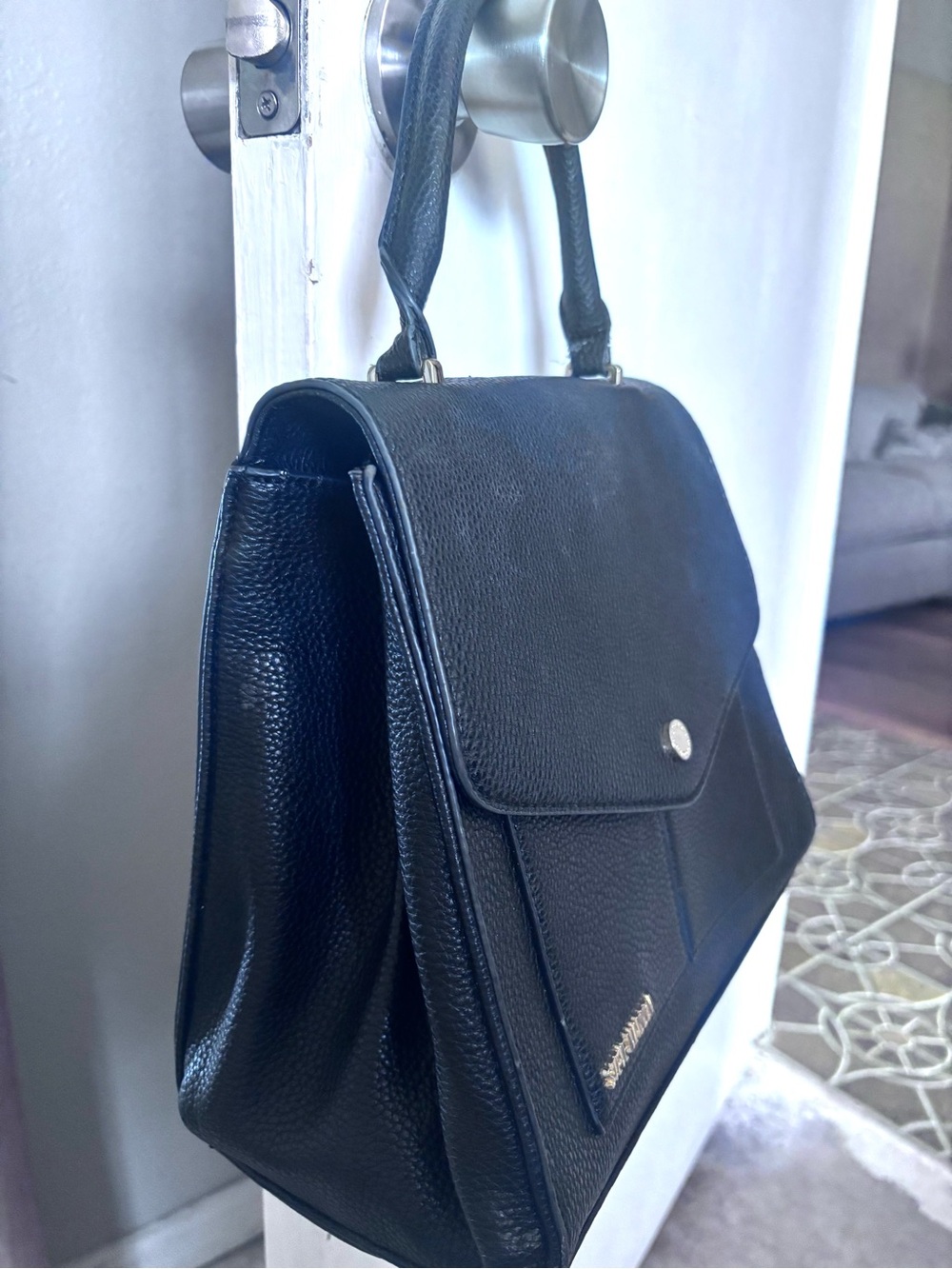 Steve Madden Black Pebbled Top-Handle Satchel